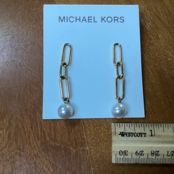 Michael Kors Pearl Links Earrings New With Tag - Picture 2 of 5